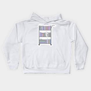 White Cat on Library Cart Kids Hoodie